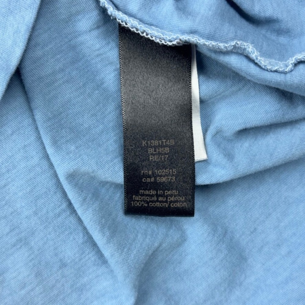 John Varvatos Polo Shirt Mens XL Blue Short Sleeve Peace Sign Slub Cotton Casual - Picture 10 of 11